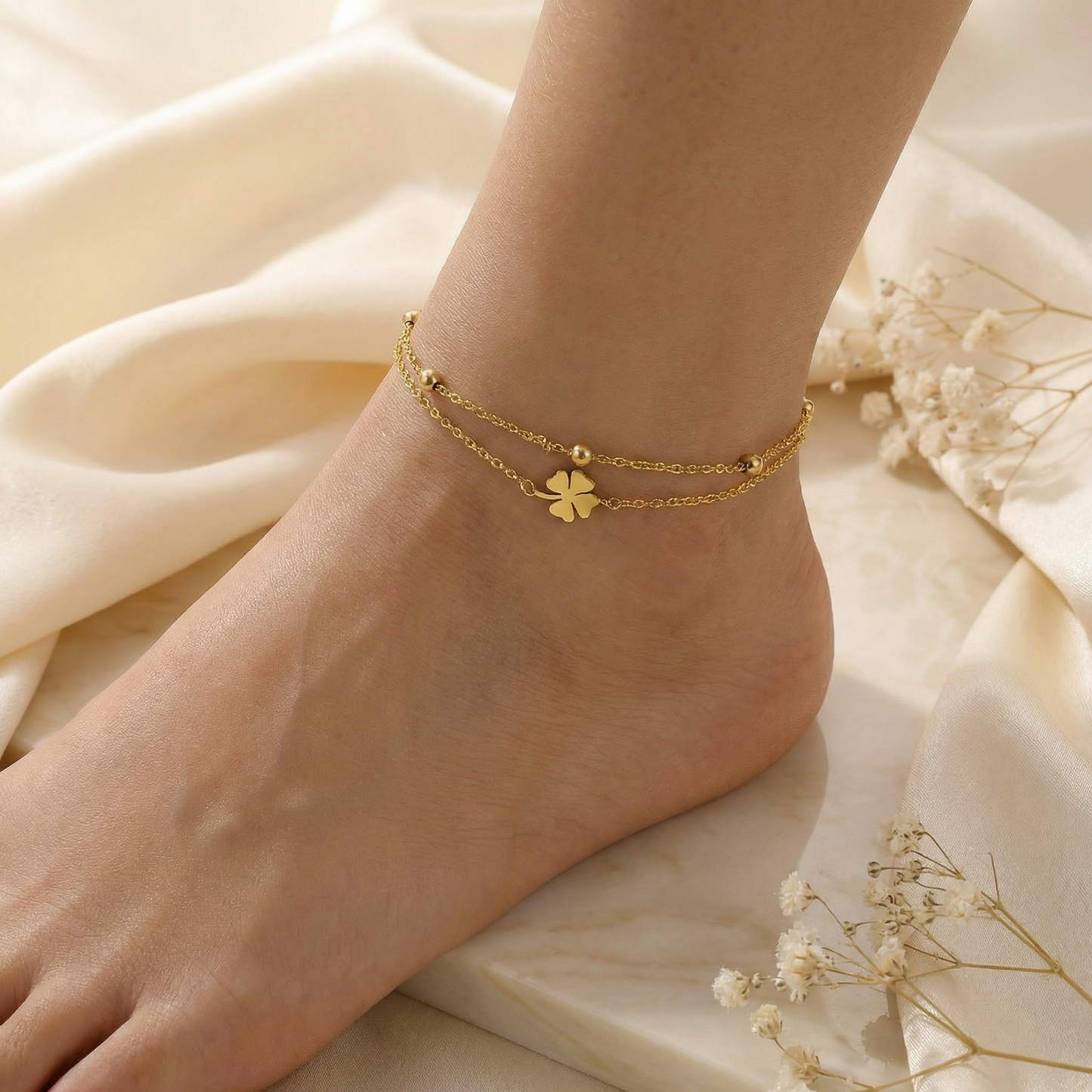 Four-Leaf Clover Anklet