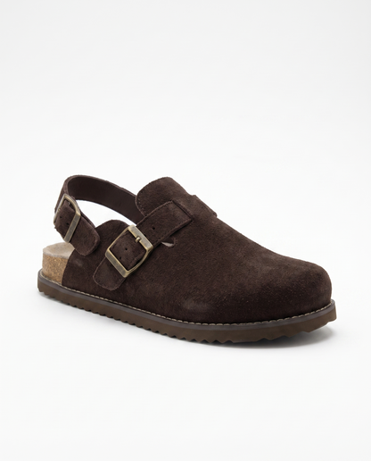 Buckled Suede Clogs
