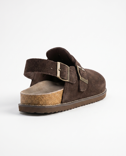 Buckled Suede Clogs