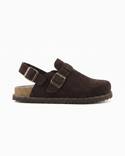 Buckled Suede Clogs